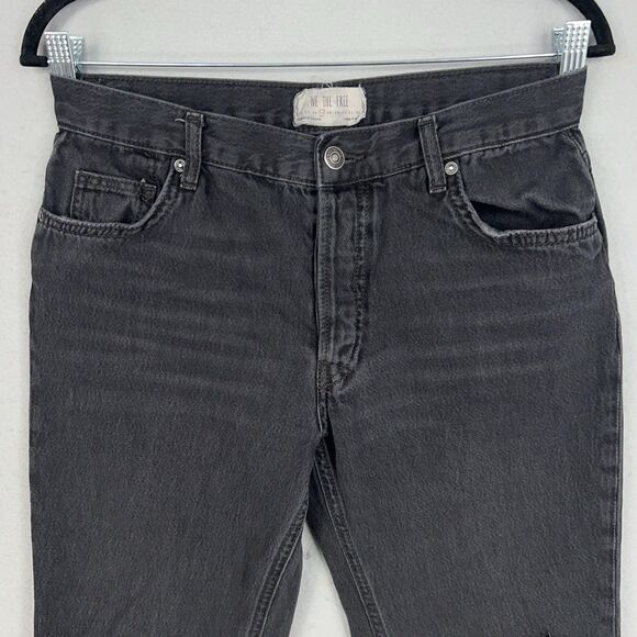 We The Free People Jeans Womens 27 Black Maggie Mid Rise Straight Leg Grunge Rip - Picture 2 of 16